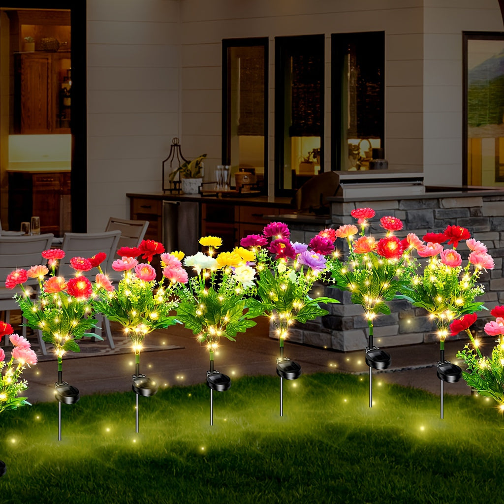 Solar Snow Lotus Flower Lights Set of 5 – Waterproof Outdoor Solar Garden Lights, Ambient Stake Lights for Lawn, Garden, Pathway & Courtyard, Warm Romantic Holiday Decor Gift