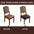 PU Faux Leather Chair & Stool Seat Covers Set of 6 – Wear-Resistant Washable Stretchable Seat Protectors for Home & Restaurant Furniture, Fits Round Stools & Dining Chairs