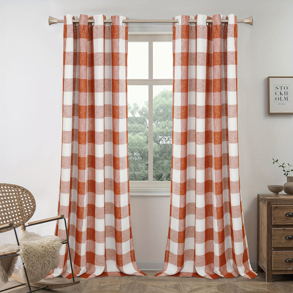 Buffalo Plaid Blackout Curtains Farmhouse Thermal Insulated Drapes | Room Darkening Window Panels for Bedroom Dining Room, 9 Colors 14 Sizes, Single or 2-Panel Set