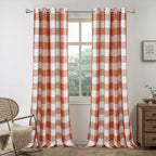 Buffalo Plaid Blackout Curtains Farmhouse Thermal Insulated Drapes | Room Darkening Window Panels for Bedroom Dining Room, 9 Colors 14 Sizes, Single or 2-Panel Set