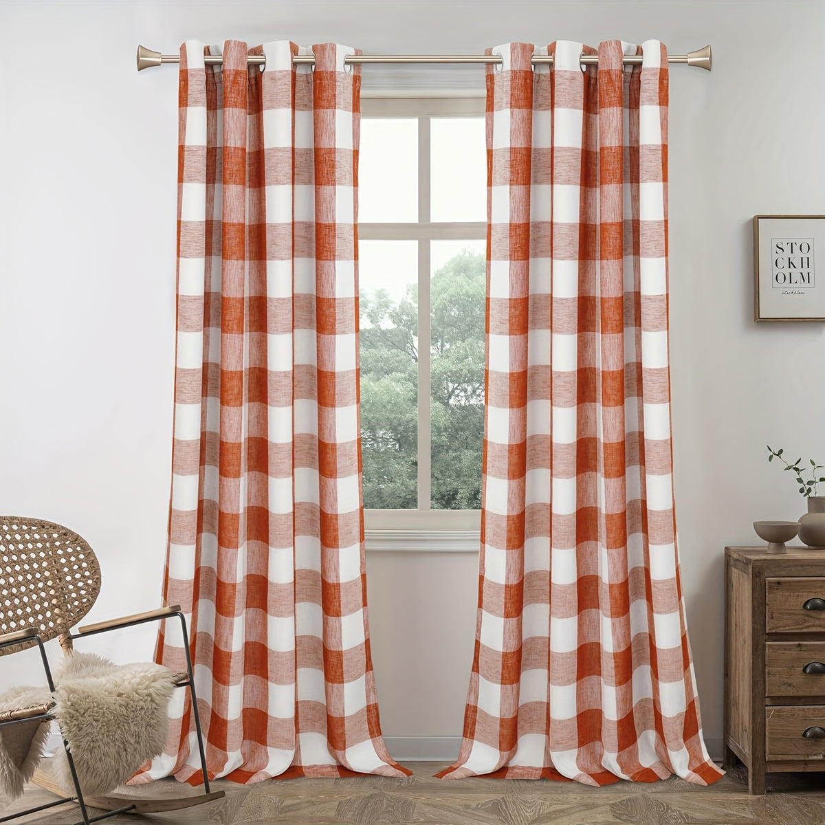 Buffalo Plaid Blackout Curtains Farmhouse Thermal Insulated Drapes | Room Darkening Window Panels for Bedroom Dining Room, 9 Colors 14 Sizes, Single or 2-Panel Set