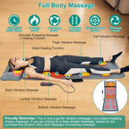 Full Body Massage Mat with Heat & 9 Vibration Modes – Shiatsu Neck Massager Acupressure Kneading for Neck Back Waist Hip Leg, Smart Timer Storage Bag, Gift for Mom Dad