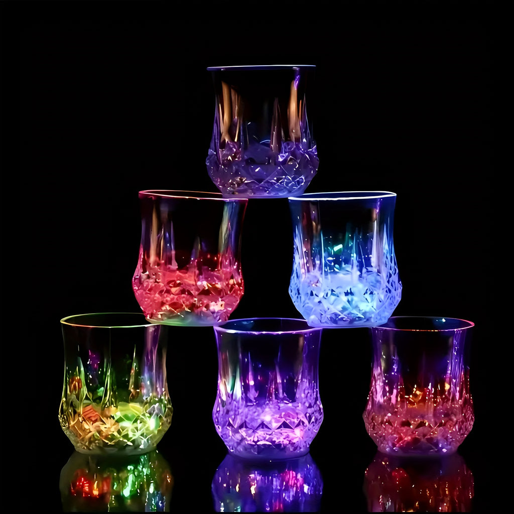 LED Light Up Cups 6 Pack - Glow in the Dark Beer Mugs with Colored LED Lights for Party, Birthday, Christmas, Disco & Valentine's Day, Fun Party Supplies Drinkware Set