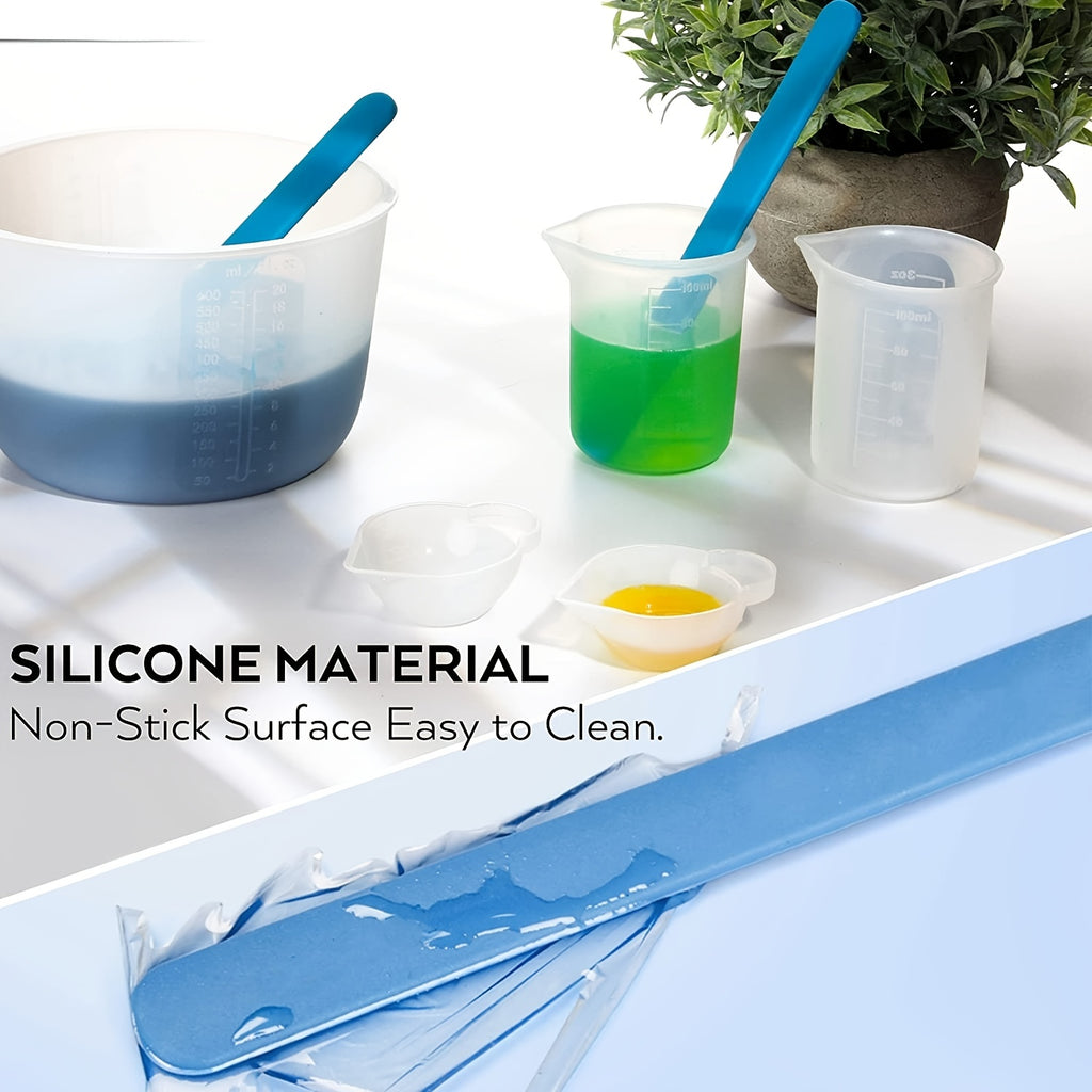 Silicone Resin Measuring Cup Kit for DIY Epoxy Resin Art, Slime Making & Candle Crafting – Non-Stick Food-Grade Silicone with Precise Measurement Markings
