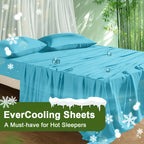 Cooling Bamboo Bed Sheet Set 4-Piece - Soft Lightweight Breathable Deep Pocket 16" Fitted Sheet, Flat Sheet & 2 Pillowcases, Machine Washable Summer Bedding, Twin Full Queen King, 12 Colors