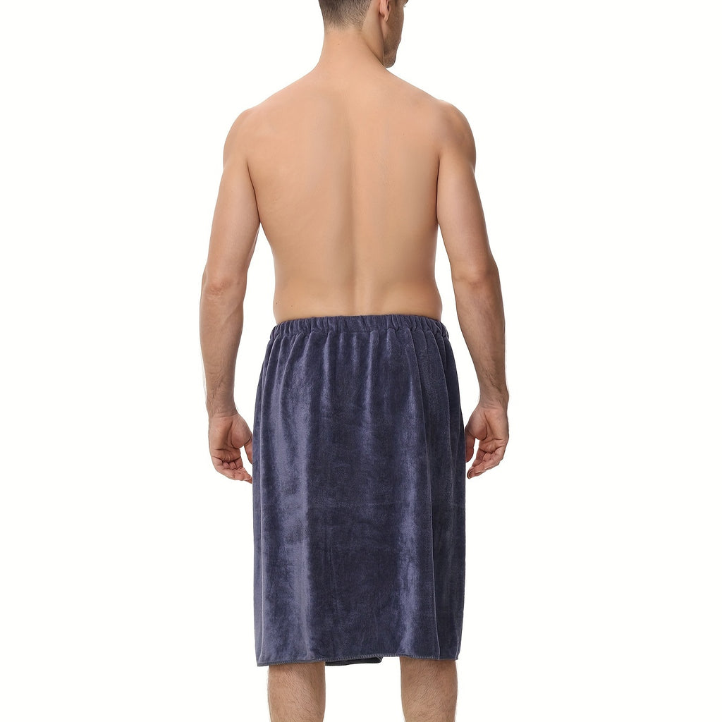 Men's Wearable Bath Towel Wrap & Bathrobe – Soft Absorbent 320 GSM Suede Body Towel for Shower, Spa & Gym | Solid Color Bathing Robe