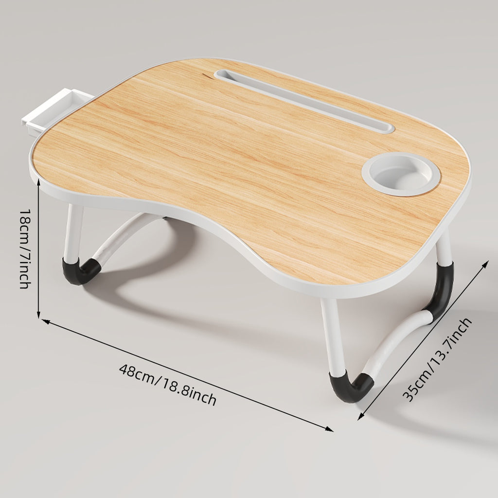 Portable Foldable Laptop Bed Table – Lap Desk with Cup Holder, Tablet & Card Slot, USB Option, for Bed Sofa Floor, Eating Reading Writing, 11 Styles