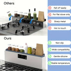 Silicone Stove Organizer 30-Inch with Ultra-Strong Suction Base – Space-Saving Kitchen Storage Rack for Spices, Utensils & Tools | Heat-Resistant, Dishwasher-Safe for Gas & Electric Stoves, RV, Small Kitchens