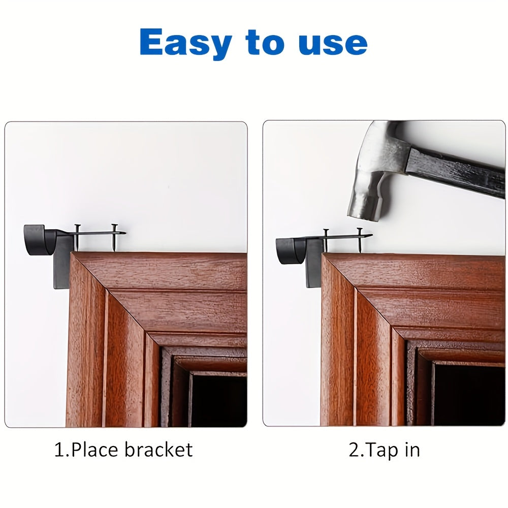 No-Drill Black Curtain Rod Brackets – Heavy Duty Screwless Steel Holders, Adjustable, Holds 20 lbs | Set of 4, 8, or 12 | Nuvia Haven