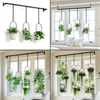 Vertical Planter Set with Adjustable Metal Rod, Iron Rings & Hanging Flower Pots for Window Sill & Balcony, Mini Vertical Garden Kit for Indoor Outdoor Plants, Space-Saving Patio Planter