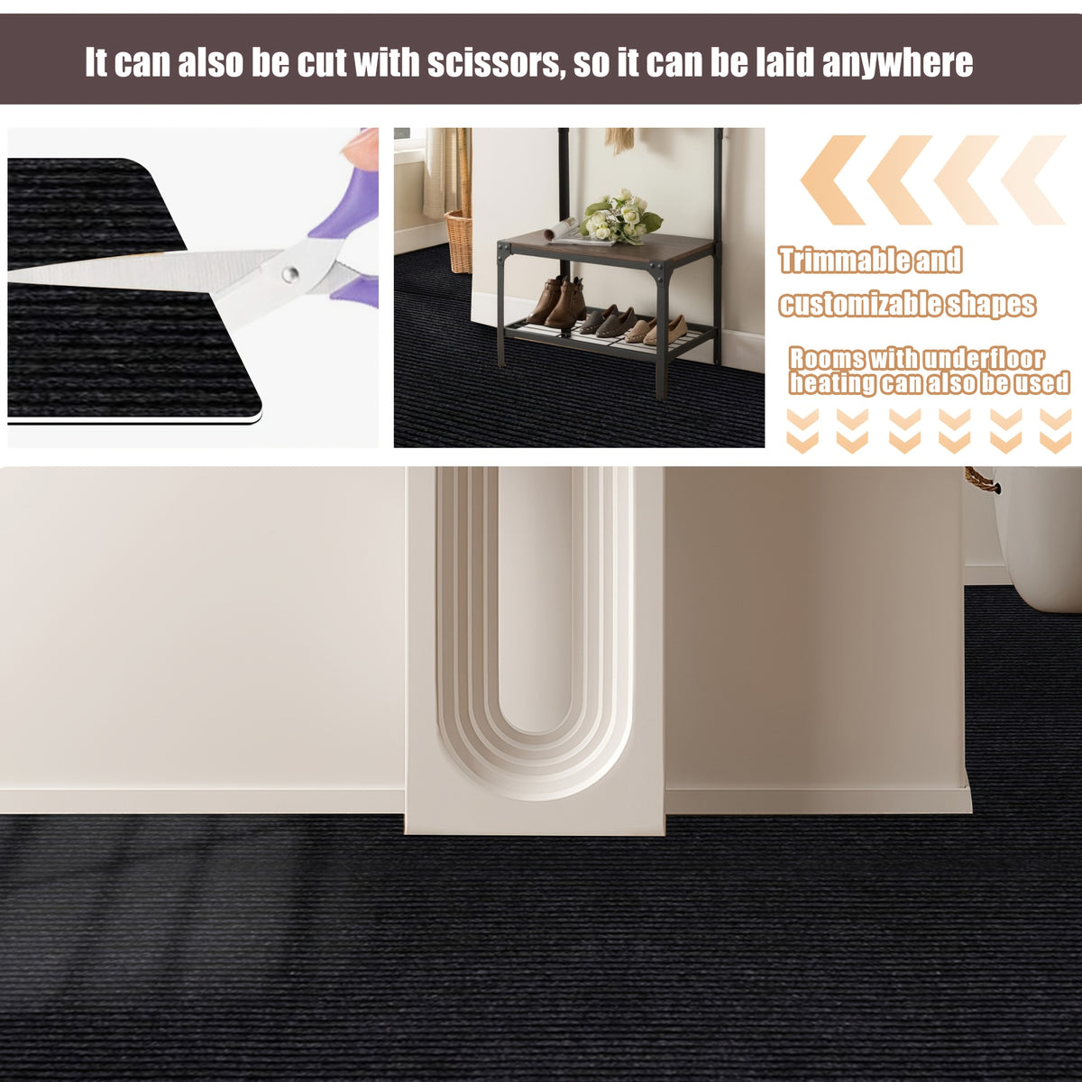 Non-Slip Peel-and-Stick Aisle Runner – 7mm Thick, Self-Adhesive, Easy to Cut | Kitchen, Hallway & Staircase | 3 Colors, 4 Sizes | Nuvia Haven