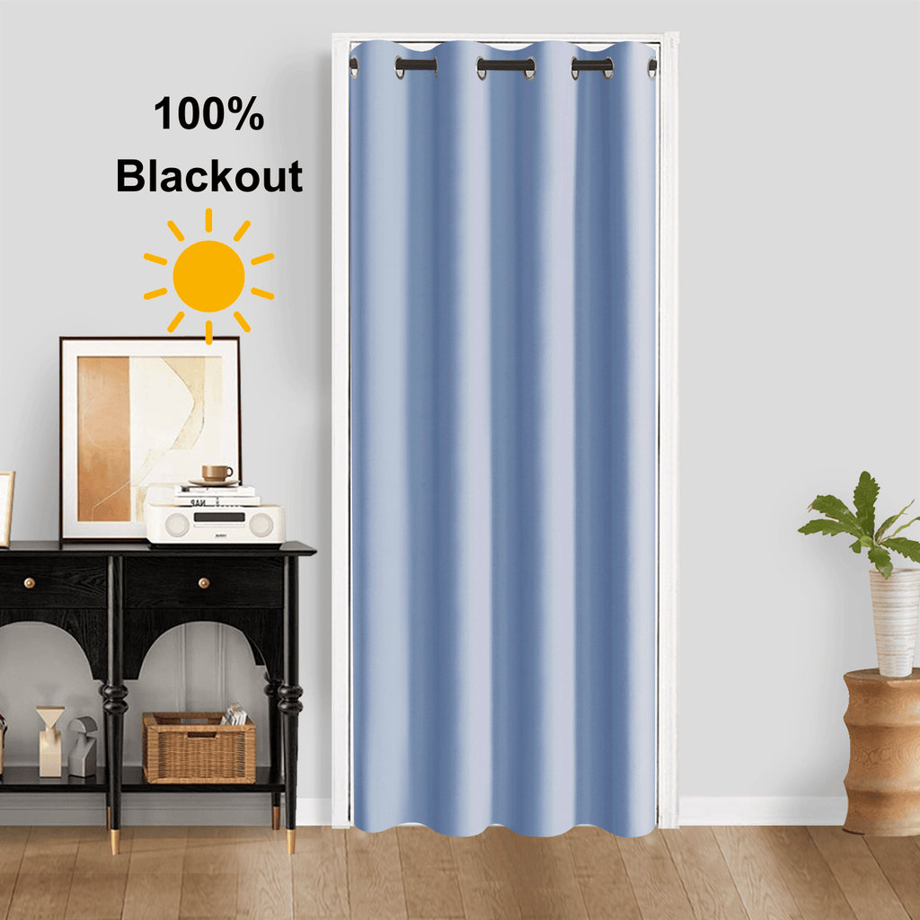 Blackout Door Curtain Single Panel Grommet 39x78 Thermal Insulated Noise Reducing – 100% Light Blocking, 6 Colors, Energy Efficient Window Drape