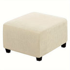 Stretch Ottoman Footstool Cover Elastic Square Slipcover – Grip Polyester Stretch Protector with Elastic-Band Closure, Machine Washable Footstool Cover for Home & Office, 1pc