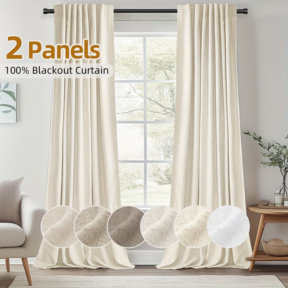 Back Tab Blackout Curtains 2 or 4 Panels – 100% Light Blocking Thermal Insulated Window Drapes for Living Room, Bedroom & Office, 50"W Multiple Lengths, 9 Colors