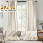 Back Tab Blackout Curtains 2 or 4 Panels – 100% Light Blocking Thermal Insulated Window Drapes for Living Room, Bedroom & Office, 50"W Multiple Lengths, 9 Colors