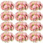Artificial Peony Flowers 12 Bundles – Faux Peony & Hydrangea Bouquet for Wedding Table Centerpiece, Floral Vase Decor, Home & Party Flower Arrangements