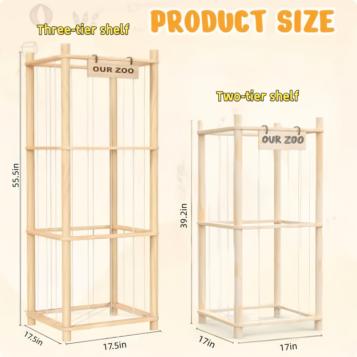 Wooden Doll Display Shelf - Spacious Kids Toy Organizer, Easy Assembly, Space-Saving Design for Game Room, Bedroom & Living Room | Wood & Natural Color