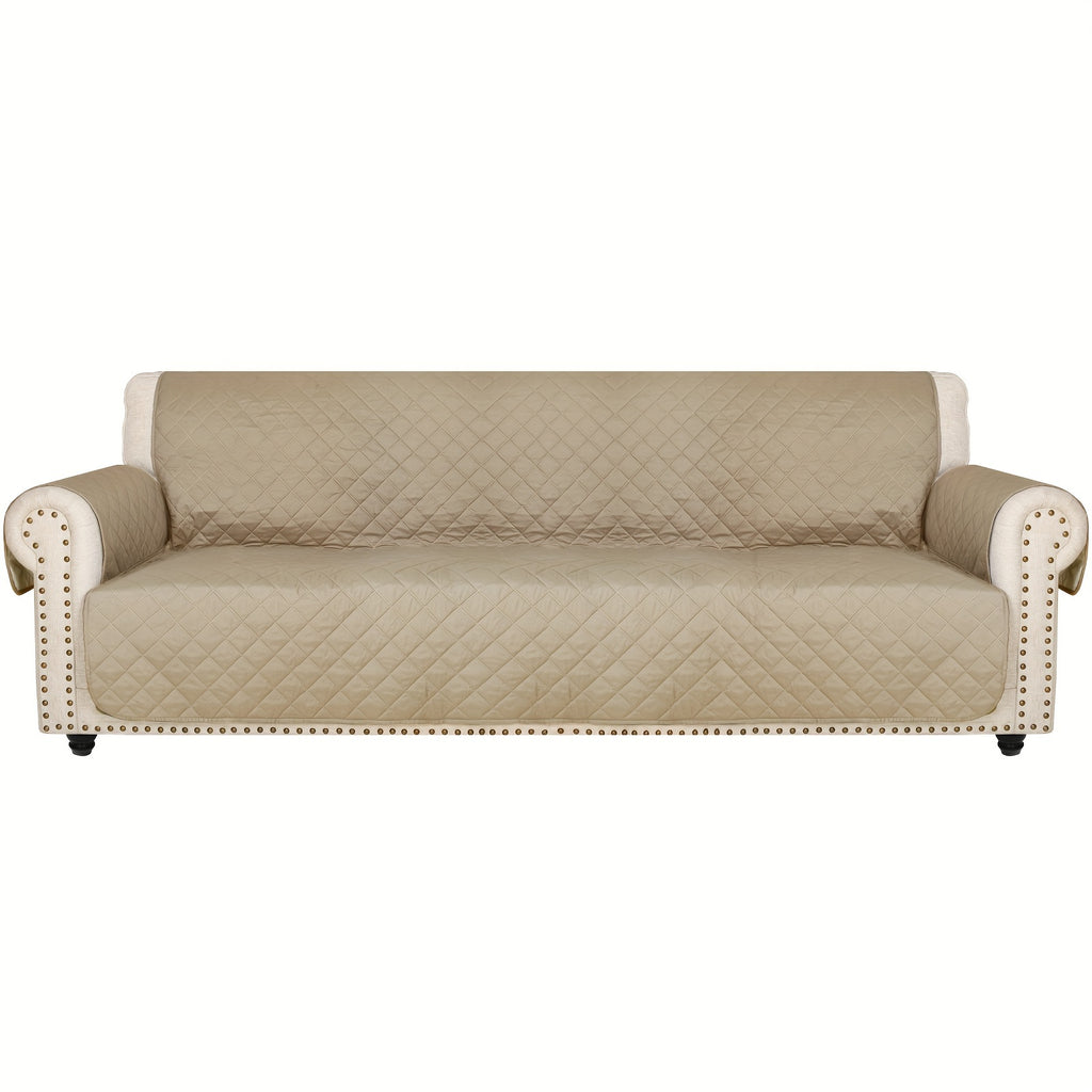 Universal Fit Sofa Slipcover Protector Washable 3 4 Seater, 5-Layer Quilted Pet-Friendly Couch Cover with Elastic Straps – Recliner & Loveseat Compatible, Non-Slip Furniture Protector for Living Room