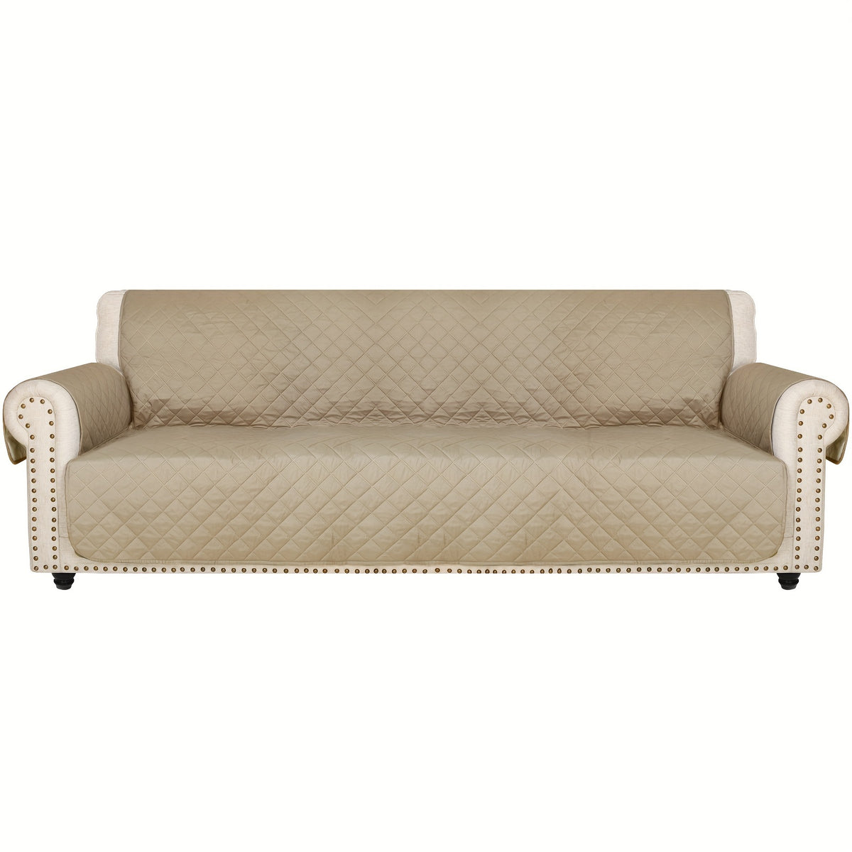 Universal Fit Sofa Slipcover Protector Washable 3 4 Seater, 5-Layer Quilted Pet-Friendly Couch Cover with Elastic Straps – Recliner & Loveseat Compatible, Non-Slip Furniture Protector for Living Room