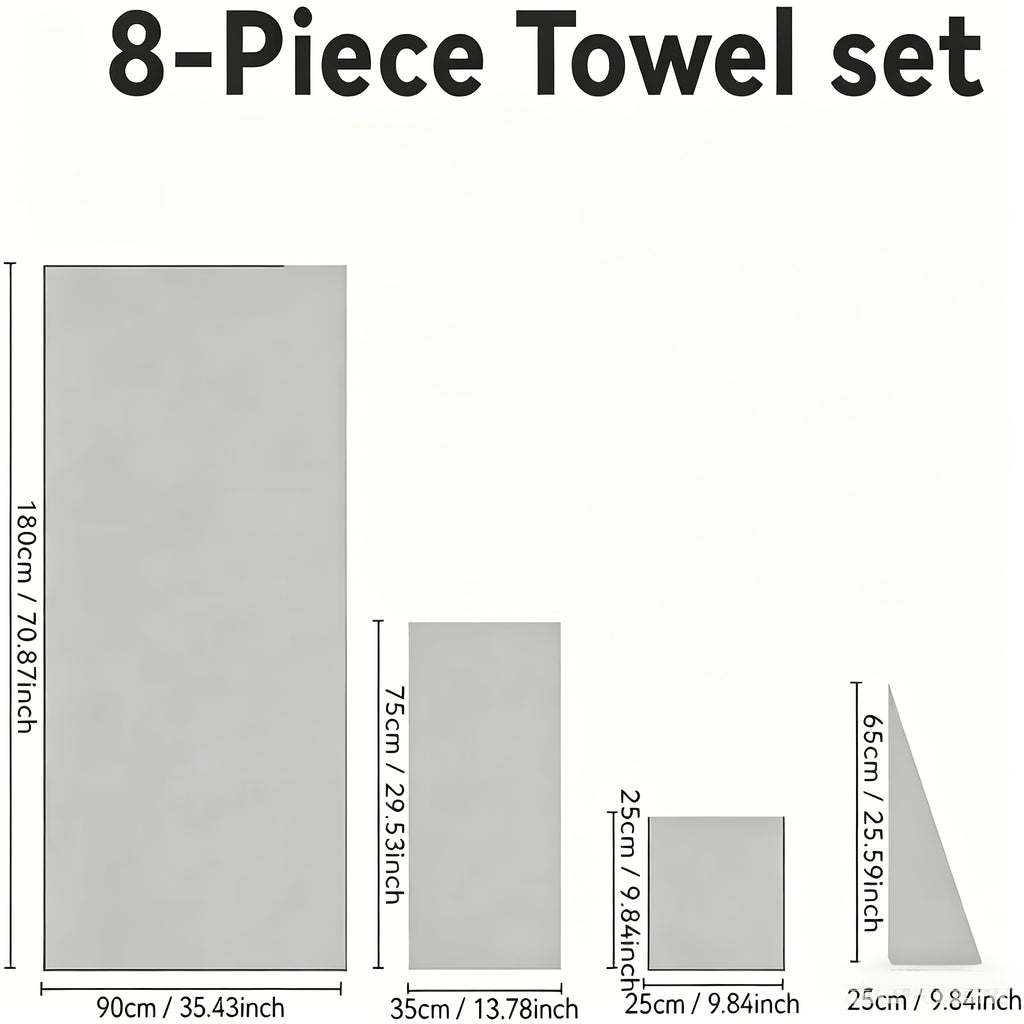 Microfiber Bath Towel Set 4 or 8 Piece – Extra Large 71×35” Ultra-Soft Quick Dry – Includes Bath Towel, Hand Towels, Washcloths & Hair Drying Cap for Bathroom, Hotel & Gym