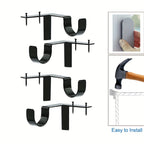 No-Drill Black Curtain Rod Brackets – Heavy Duty Screwless Steel Holders, Adjustable, Holds 20 lbs | Set of 4, 8, or 12 | Nuvia Haven