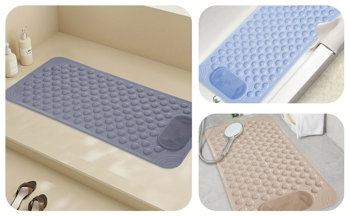 Anti-Slip Shower Mat with Massage Function – Extra Large Non-Slip Bathtub Mat for Safety & Comfort | 19.7”x31.5” | Green, Grey, White, Blue, Khaki & Pink
