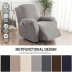 Recliner Sofa Cover 4pcs Set Jacquard Velvet High Elastic with Pocket – Removable Washable Chair & Sofa Protection Cover for Home Hotel, 7 Colors