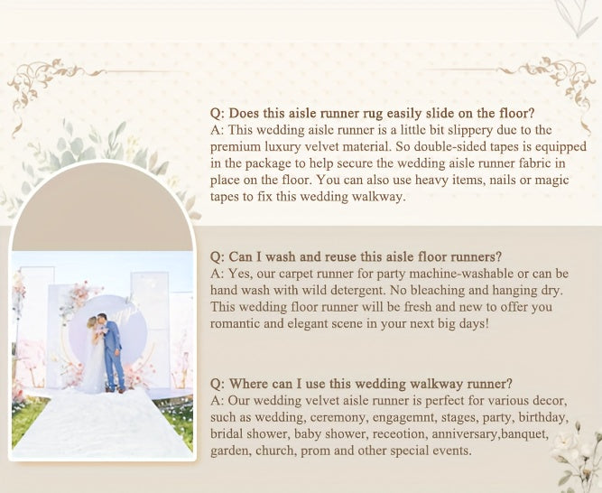 Extra Long Wedding Aisle Runner, 2x15FT – Elegant Ceremony Pathway Mat for Weddings, Parties & Events