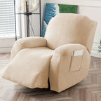 Jacquard Stretch Recliner Sofa Cover – Big Leaves Pattern, 1/2/3 Seater & Loveseat with Console, Winter Insulation Soft Washable, 6 Colors