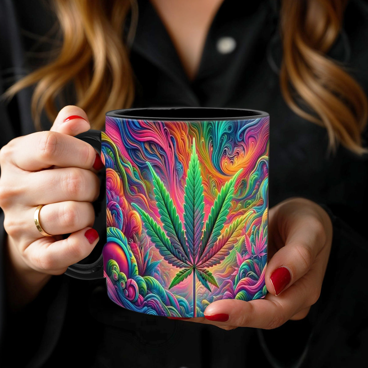 Psychedelic Print Ceramic Coffee Mug 11oz – Vibrant Abstract Art Design Cup for Coffee, Tea & Hot Chocolate | Unique Gift for Friends, Office & Home