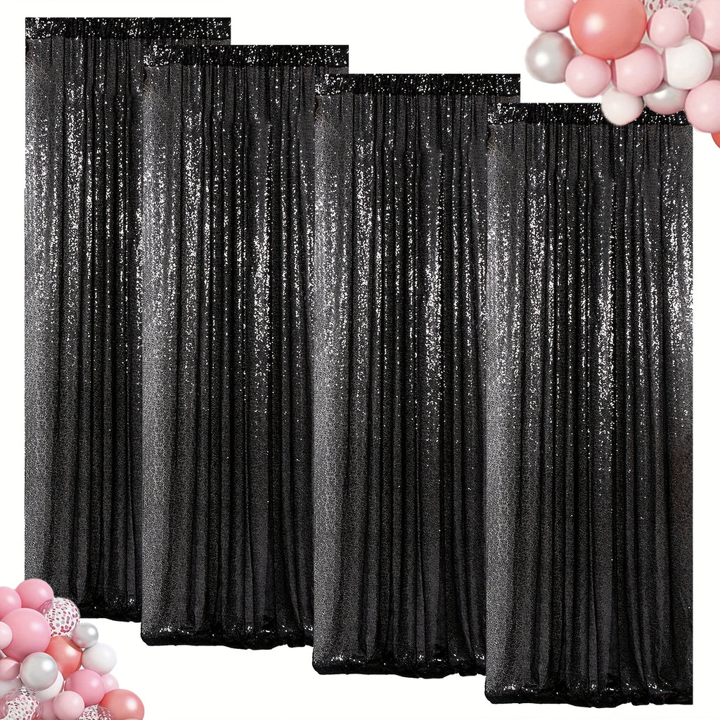 Sequin Backdrop Curtains 4 Panels 2FT x 8FT Glitter Party Decorations for Wedding Birthday Photo Booth Stage Background 30+ Colors