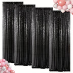 Sequin Backdrop Curtains 4 Panels 2FT x 8FT Glitter Party Decorations for Wedding Birthday Photo Booth Stage Background 30+ Colors