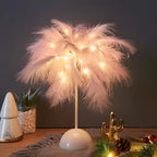 Feather LED Copper Wire Table Lamp Night Light – 40-Head Romantic Atmosphere Light for Bedroom, Living Room, Birthday & Valentine's Day Decor