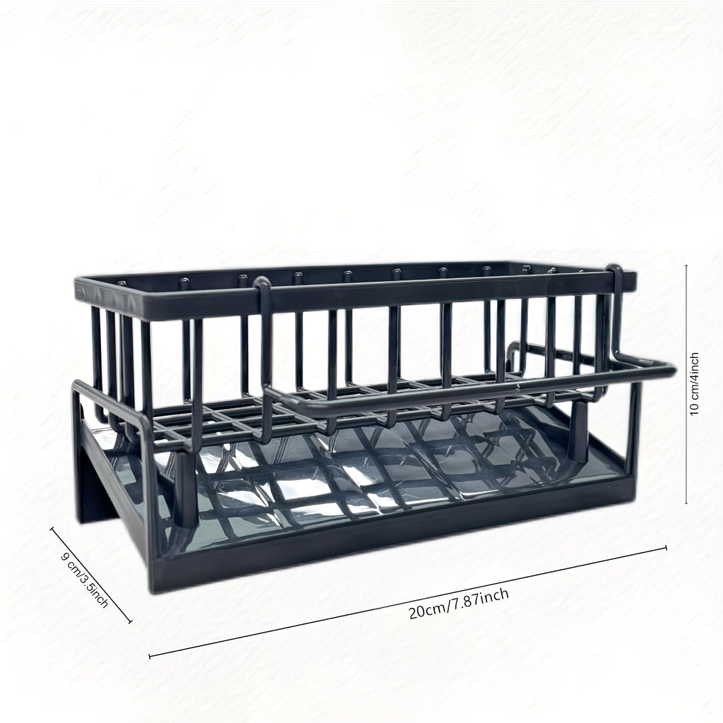 Kitchen Sink Caddy with Drainage & Removable Brush Holder – Sink Organizer for Sponge, Soap, Dishwashing Brush & Scrubber | Counter Basket Tray for Clean & Clutter-Free Kitchen Sink