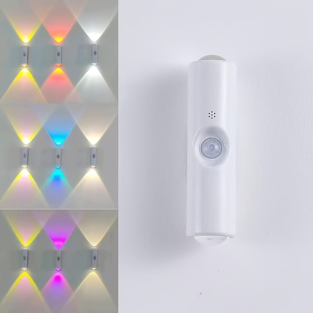 Motion Sensor LED Night Light Auto On Off Dimmable RGB 3 Color Temperatures USB Battery Powered for Bedroom Hallway Stairs 2 & 4 Pack