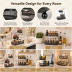 3-Tier Metal Mesh Countertop Storage Rack with Hooks, Space-Saving Organizer for Bathroom & Kitchen – Heavy-Duty Cosmetic, Perfume & Toiletry Display Stand, Black or White, Mini Available