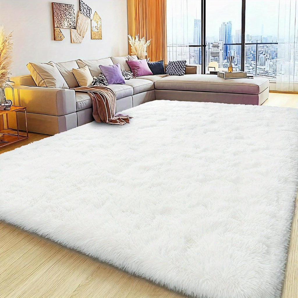 Fluffy Shag Area Rug for Living Room & Bedroom – Soft Non-Slip Plush White Carpet, Cozy Modern Indoor Shaggy Floor Mat, 4x6 5x7 6x9 8x10 ft Large Home Decor Rug