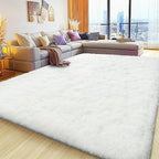 Fluffy Shag Area Rug for Living Room & Bedroom – Soft Non-Slip Plush White Carpet, Cozy Modern Indoor Shaggy Floor Mat, 4x6 5x7 6x9 8x10 ft Large Home Decor Rug