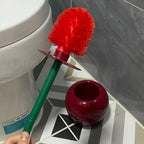 Novelty Cherry Toilet Brush with Holder Set – Creative Fun Bathroom Decor | Cute Toilet Brush & Holder | Red