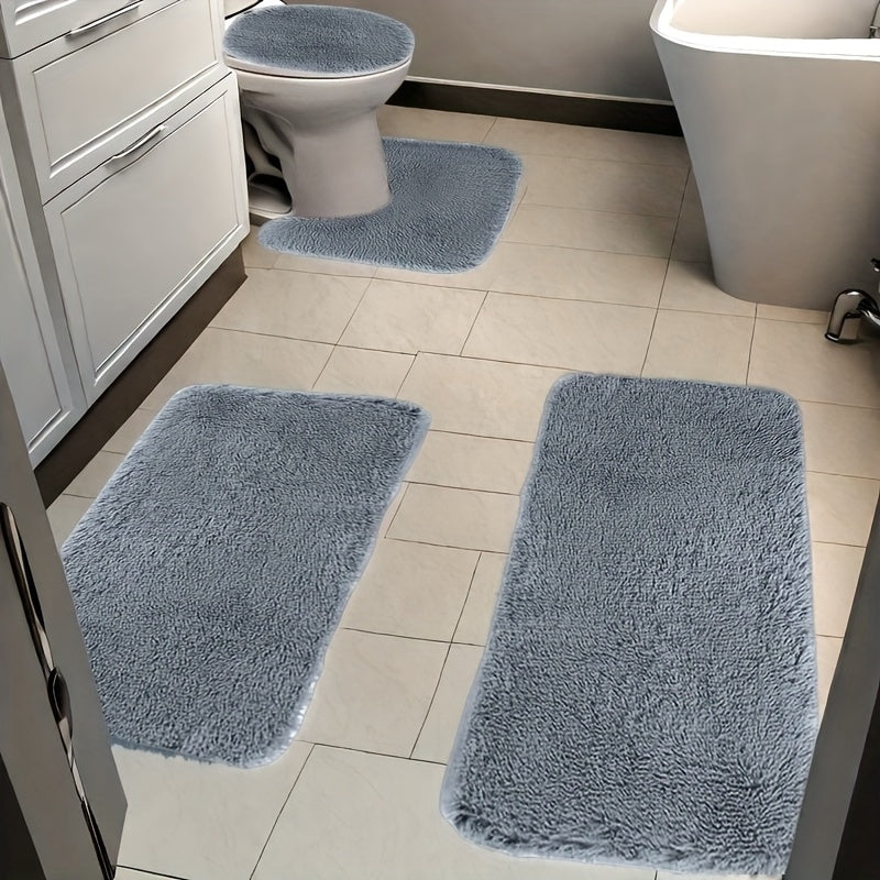 Plush Bath Rugs Set 1-6 Pieces, Multi-Color Microfiber Non-Slip Bathroom Mats – Soft Water Absorbent Thick Machine Washable Toilet Mats for Bathroom, Tub & Shower