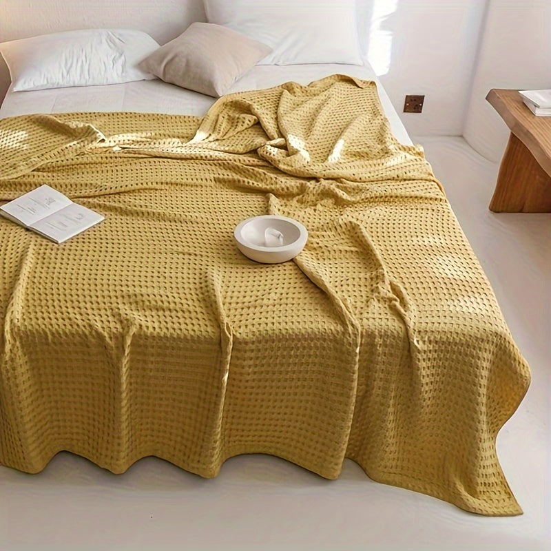 Waffle Cotton Blanket Pure Cotton Multi-Layer Machine Washable Lightweight Throw for Bed Sofa Air Conditioning Summer Cooling Lunch Break Car Use Multiple Sizes and Colors