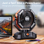 Portable Outdoor Fan 20000mAh Rechargeable USB Battery Operated with Remote Infinite Speed Control for Camping Road Trip Outdoor Indoor