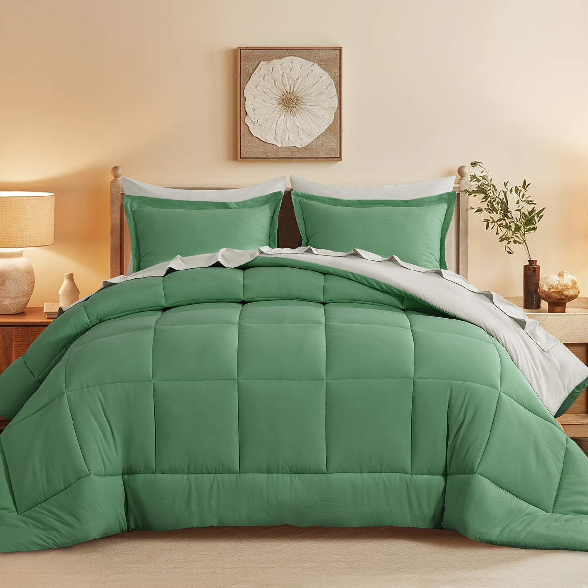 Bed in a Bag Queen 7 Piece Fluffy Comforter Set – Ultra-Soft Microfiber Bedding with Comforter, Fitted Sheet, Flat Sheet & 4 Pillowcases, Hypoallergenic Breathable All Season Bedding Gift for Her