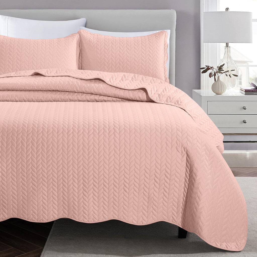Microfiber Quilt Bedspread Set All Season Lightweight – Soft Breathable Quilted Coverlet Twin Full Queen King 16 Colors Machine Washable