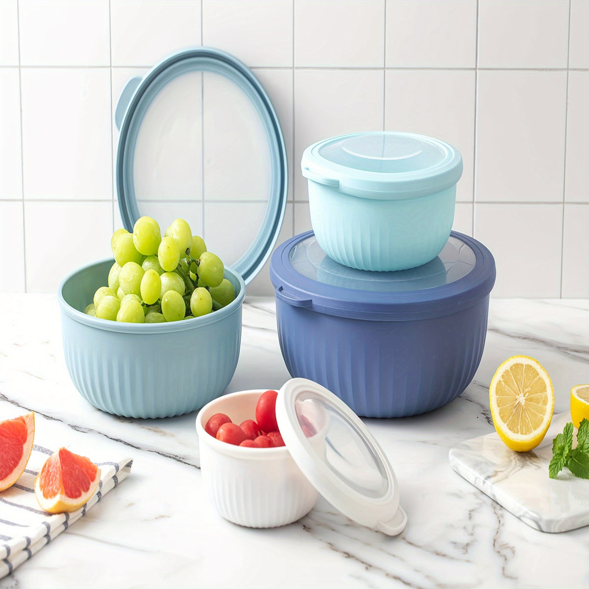 Mixing Bowl Set with Lids 8pcs - 4 Gradient Color Bowls + 4 Lids (13oz, 24oz, 41oz, 73oz), BPA-Free, Dishwasher Safe, Stackable for Meal Prep, Salad, Snacks & Food Storage
