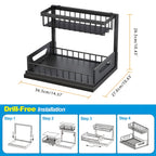 Under Sink Organizer 2-Pack 2-Tier Slide-Out Pull-Out Cabinet Shelf - Heavy Duty Carbon Steel with Adjustable Compartments for Kitchen, Bathroom, Pantry & Closet Organization