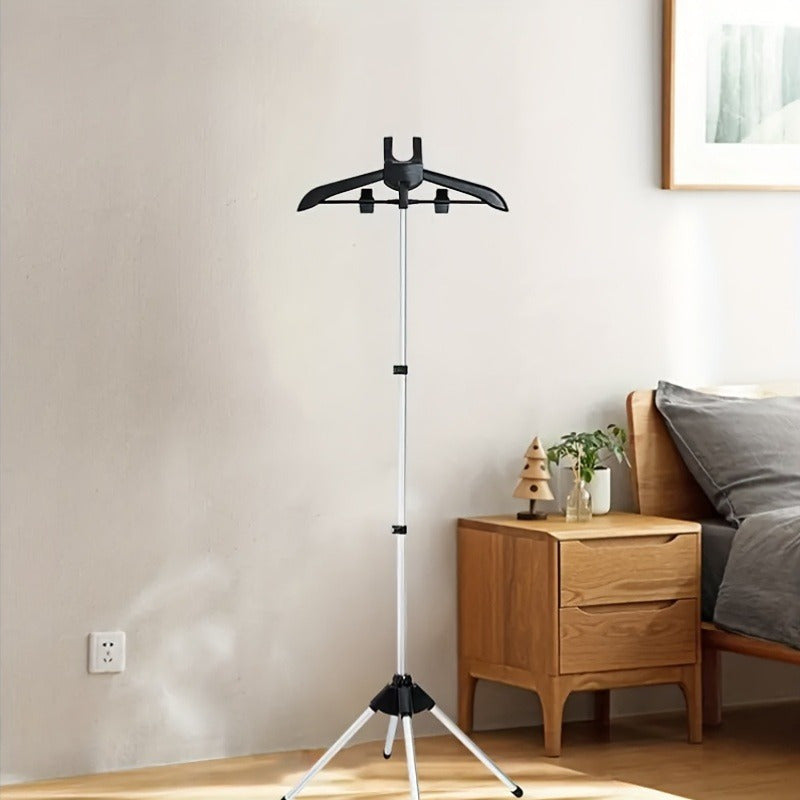Foldable Ironing Rack & Clothes Drying Rack – Height-Adjustable, 360° Rotating Arm, Space-Saving Telescopic Laundry Stand for Home & Small Spaces | Black & Grey