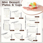 160 Piece Gold Mini Appetizer Plates Dessert Cups Spoons Forks Set Disposable Plastic Parfait Cups Party Serving Set