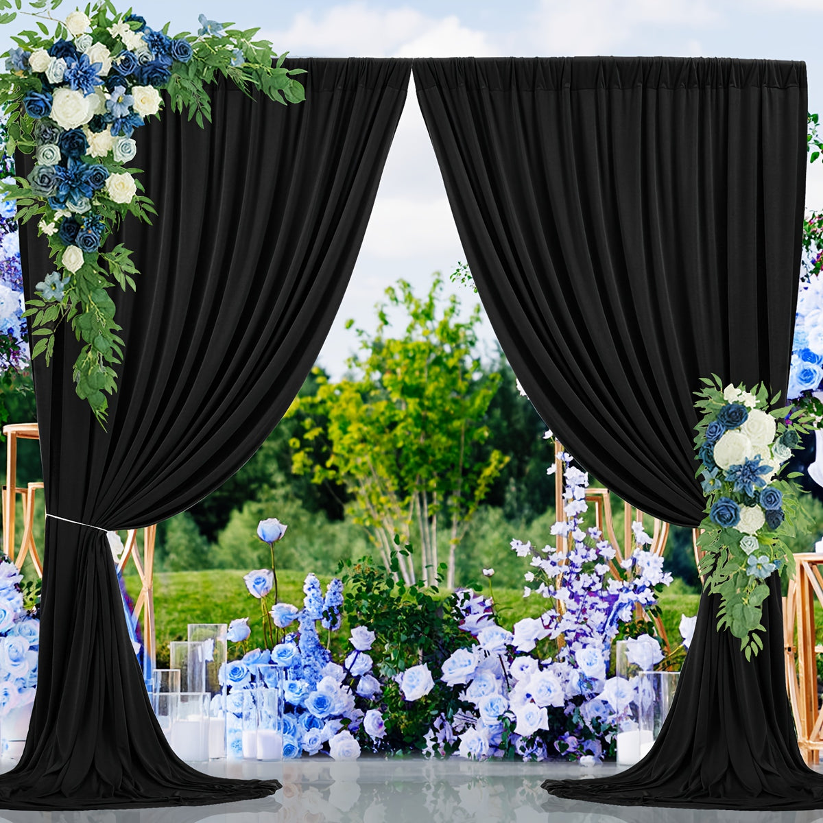Sheer Chiffon Curtain Panels (Set of 2) | 5×10ft | Wedding Backdrop & Party Décor