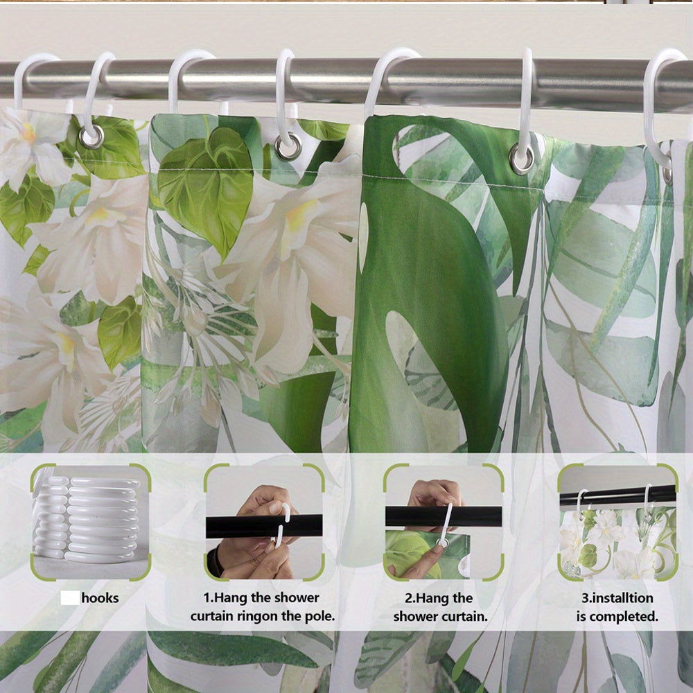 Hummingbird Floral Shower Curtain 70x70 Inch – Vibrant Iridescent Pink Orange Purple Flowers Polyester Fabric Machine Washable Nature Lover Bathroom Decor